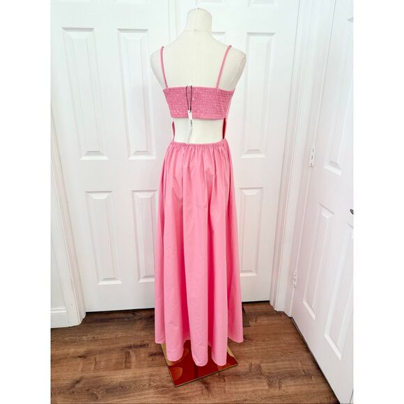 Susana Monaco Knockout Pink Sleeveless Poplin Open Back Maxi Dress Small NWT - Picture 3 of 5